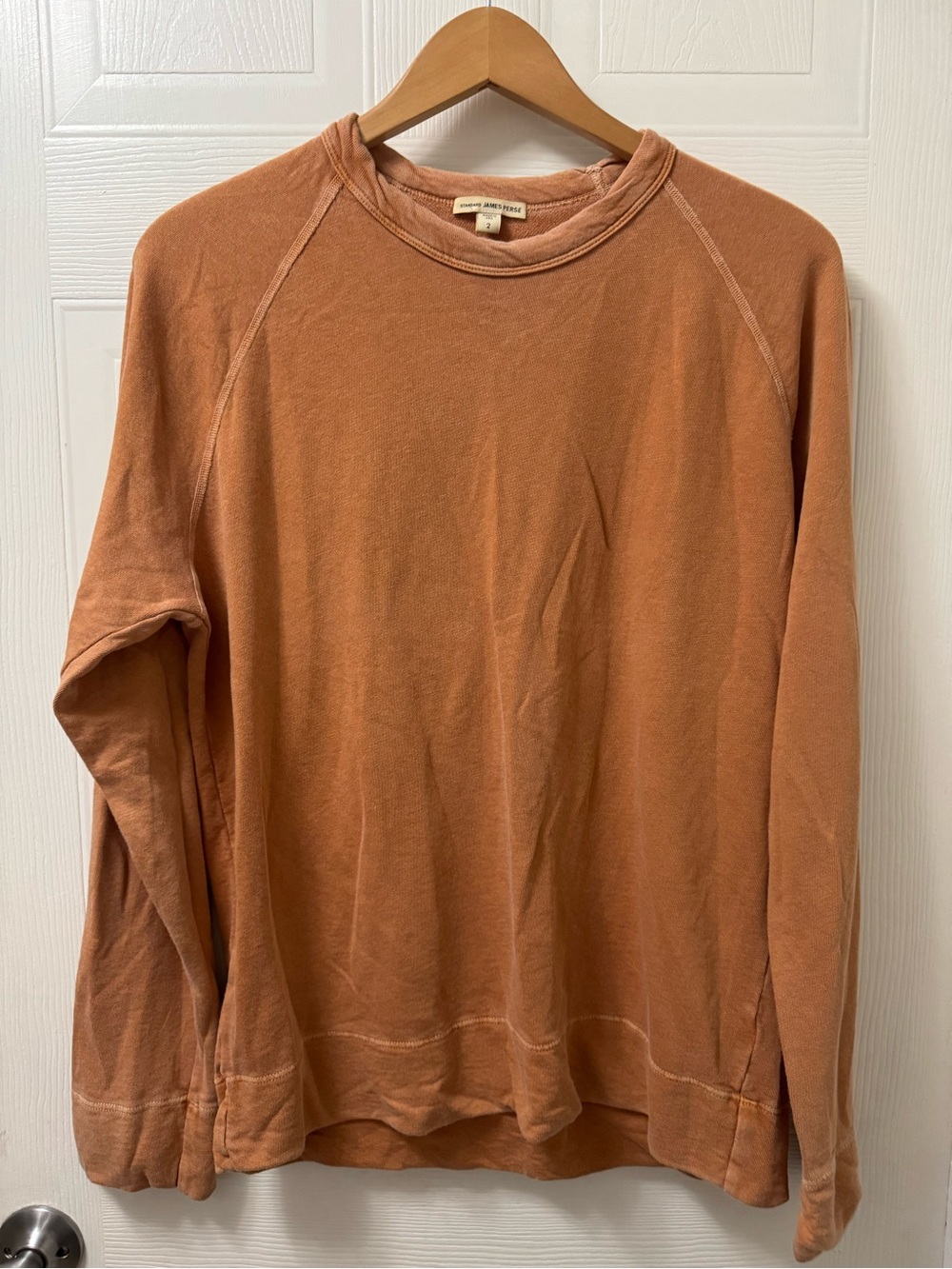 James Perse Rust Orange Crewneck Long Sleeve Pullover